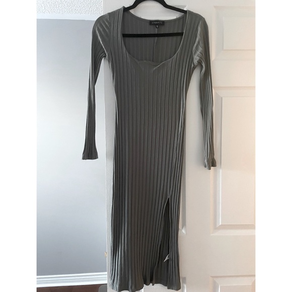 Dynamite Ribbed Turquoise-Blue Dress - Picture 6 of 8